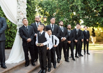 Garden Tuscana Reception Hall event in Mesa showing Groomsmen waiting at altar