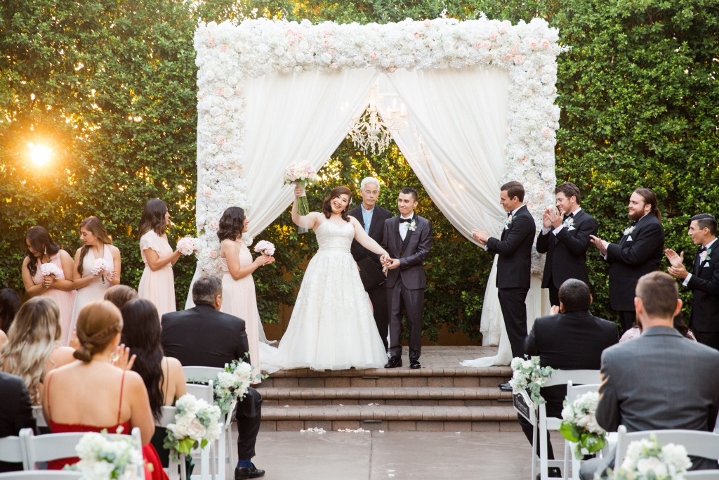 Garden Tuscana Reception Hall event in Mesa showing outdoor wedding ceremony