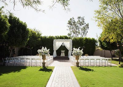 Garden Tuscana Reception Hall event in Mesa showing outdoor wedding ceremony