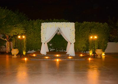 Garden Tuscana Reception Hall event in Mesa showing wedding altar in garden