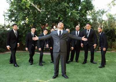 Garden Tuscana Reception Hall event in Mesa showing groomsmen and groom