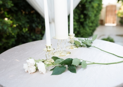 Garden Tuscana Reception Hall event in Mesa showing wedding candles for outdoor ceremony