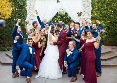 Garden Tuscana Reception Hall event in Mesa showing fun bridal party wedding shot