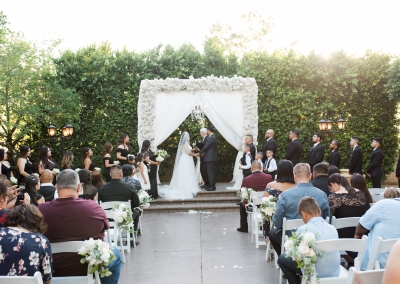 Garden Tuscana Reception Hall event in Mesa showing outdoor wedding in white