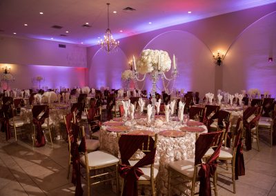 Garden Tuscana will fully decorate your tables and chairs for up to 300 guests for your wedding reception.