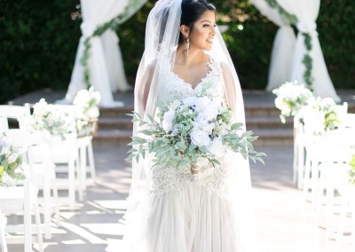Garden Tuscana Reception Hall event in Mesa showing bride in front of ceremony space