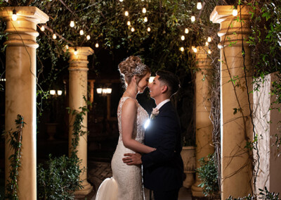 Garden Tuscana Reception Hall event in Mesa showing bride and groom in garden